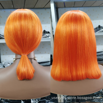 Natural Straight Color Lace Frontal Closure Wig Wholesale Virgin Brazilian Human Lace Wig Orange 613 Blonde Human Hair Wigs